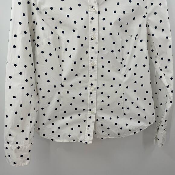 Boden Saskia Stretch Cotton Shirt Ivory Spaced Polka Dot Navy Blue 8 - Picture 5 of 9